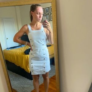 BLDWN Zoe Button-Front White Denim, overall Mini Dress Size small